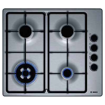 Bosch Serie 2 PBH6B5B60 Gas Hob with Wok Burner, Brushed Stainless Steel Bosch Serie 2 PBH6B5B60 Gas Hob with Wok Burner, Brushed Stainless Steel